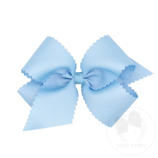 King Grosgrain Bow with Scalloped Edge in Millennium Blue - Doodlebug's Children's Boutique