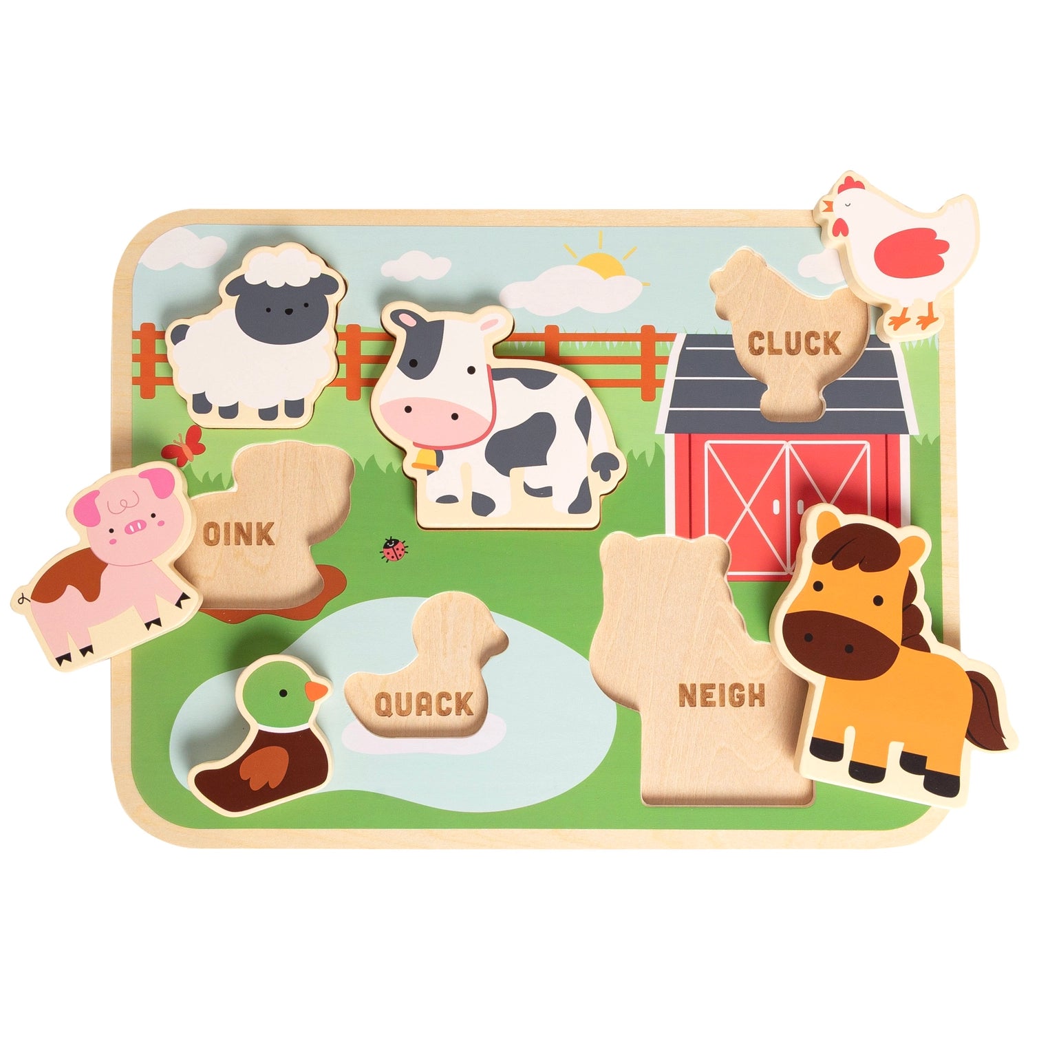Wooden Farm Animal Puzzle - Doodlebug's Children's Boutique
