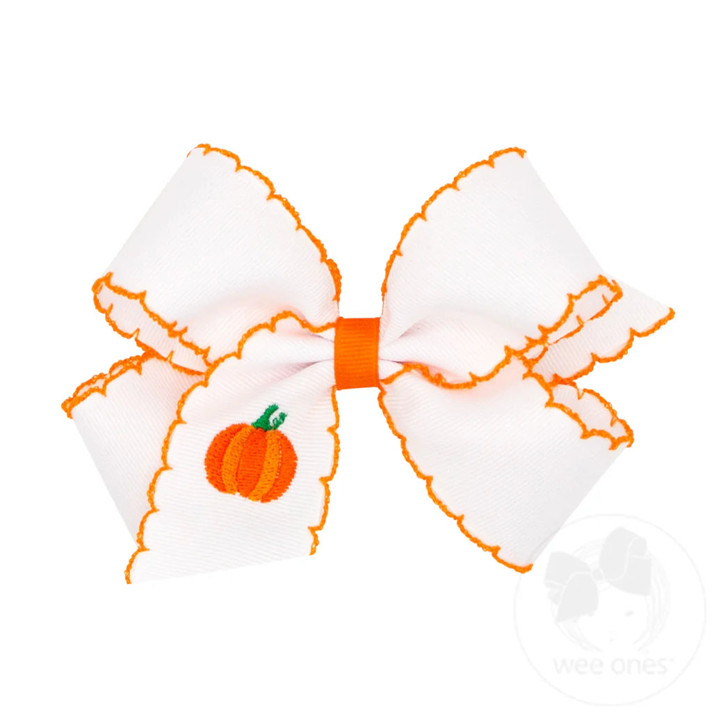 Pumpkin Moonstitch Medium Bow  - Doodlebug's Children's Boutique