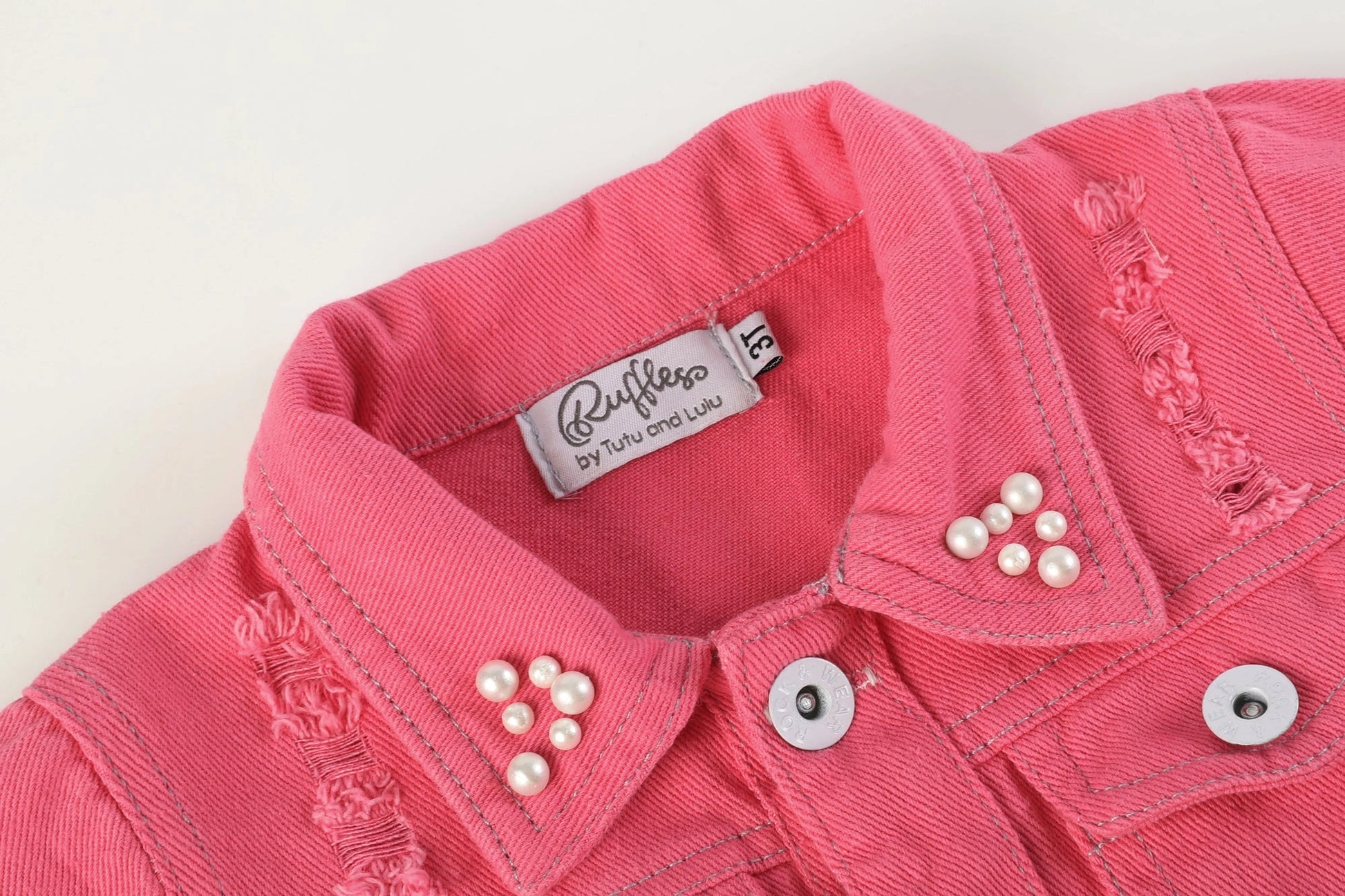 Pink Denim Butterfly Sequin & Pearl Jacket  - Doodlebug's Children's Boutique