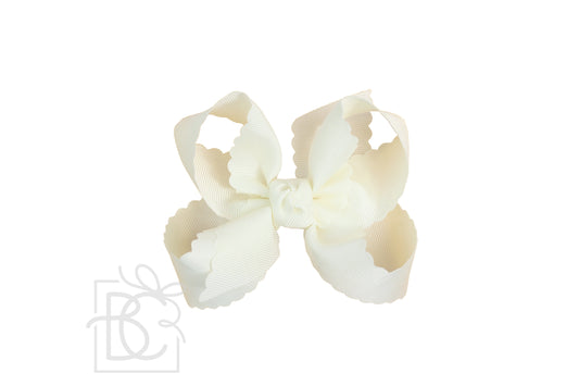 Large Scalloped Edge Bow in Antique White - Doodlebug's Children's Boutique