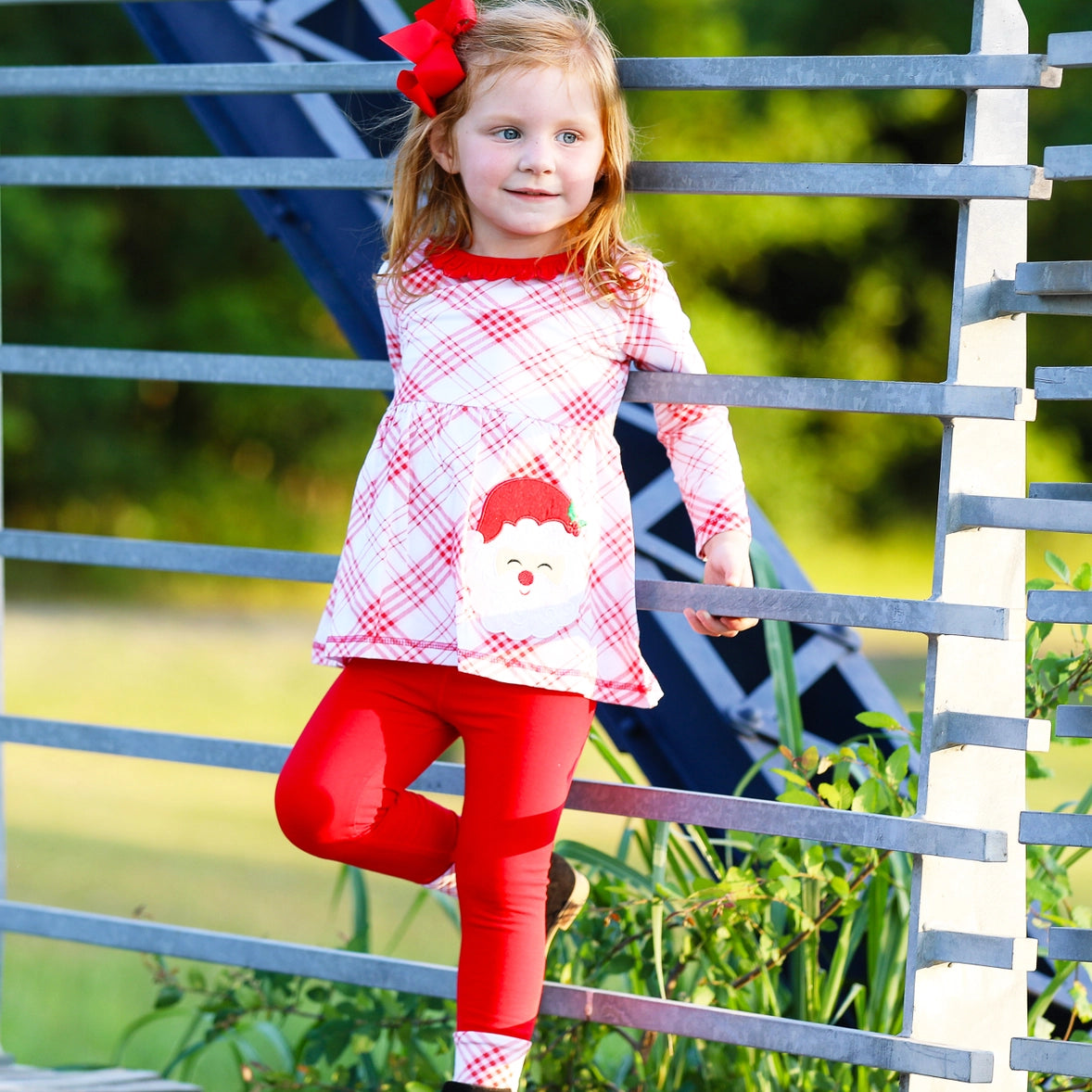 Plaid Santa Legging Set  - Doodlebug's Children's Boutique