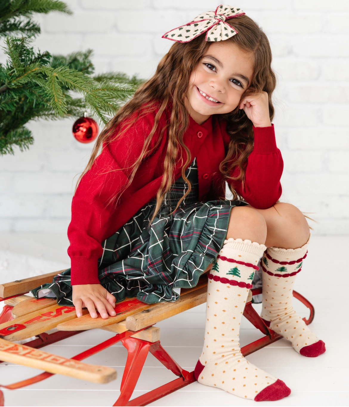 Tree Farm Scalloped Knee High Socks  - Doodlebug's Children's Boutique