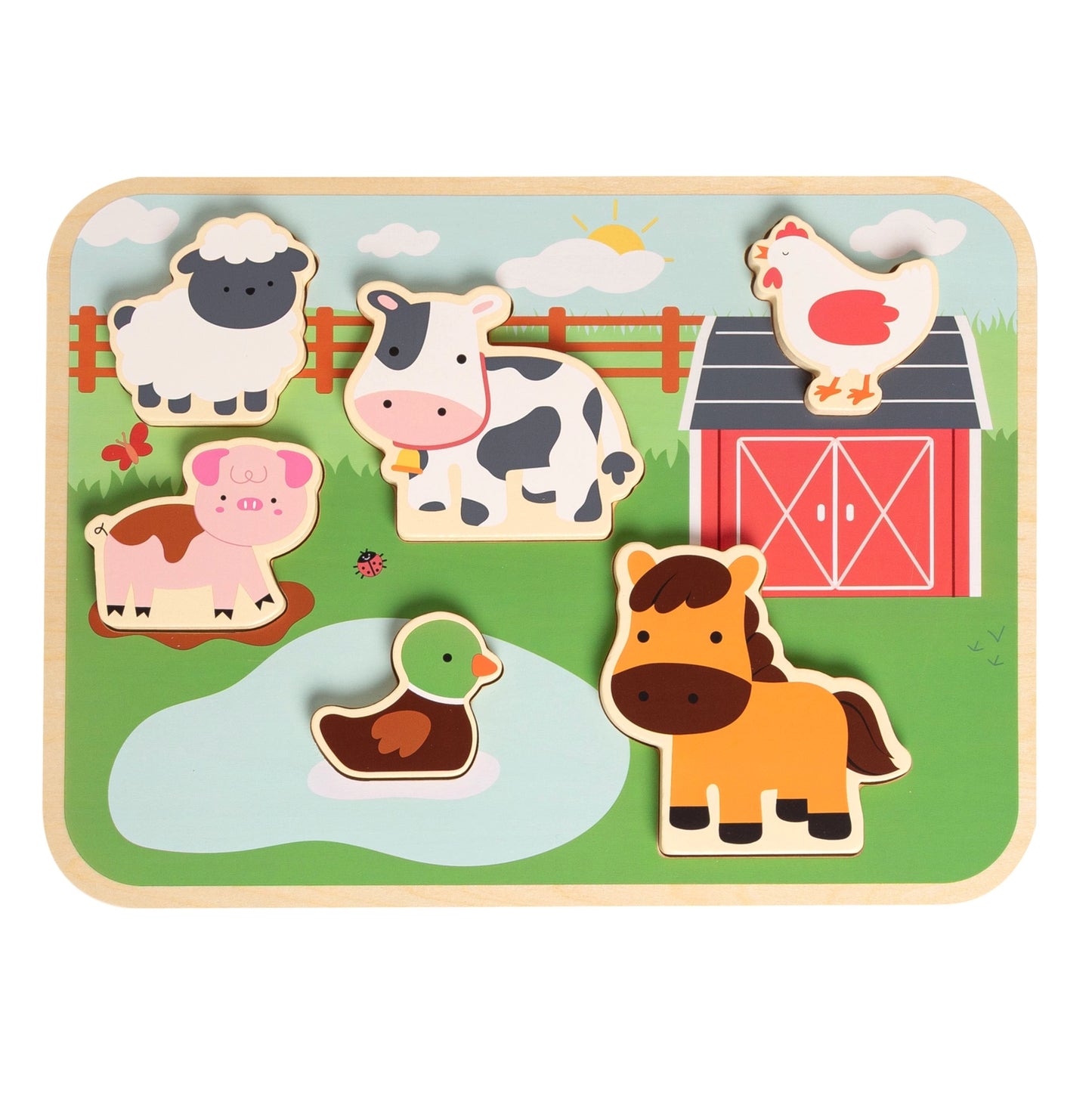 Wooden Farm Animal Puzzle - Doodlebug's Children's Boutique