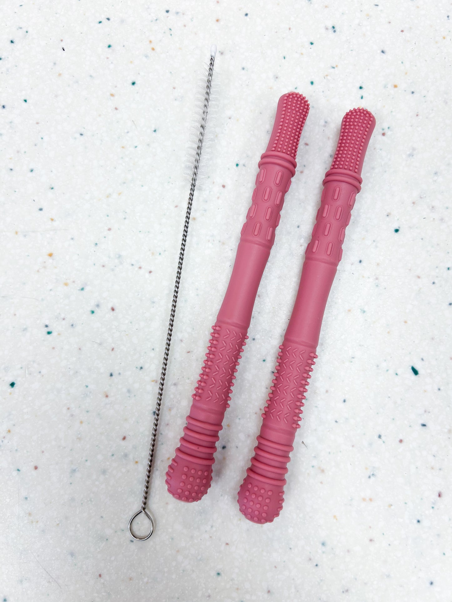 Neuvo Silicone Teething Tube Set in Rose - Doodlebug's Children's Boutique