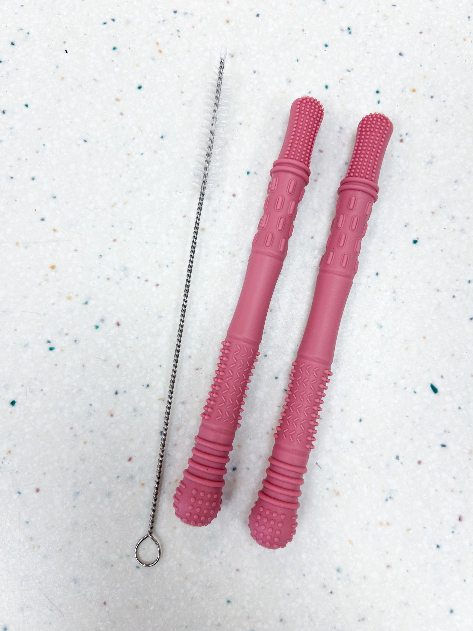 Neuvo Silicone Teething Tube Set in Rose - Doodlebug's Children's Boutique