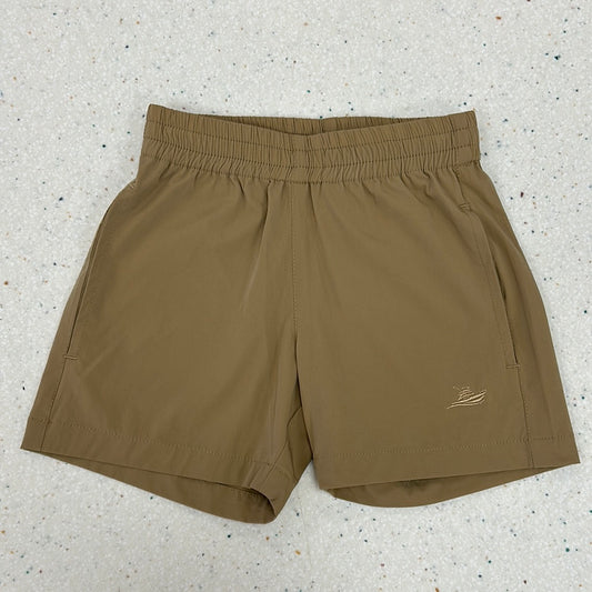 Performance Play Shorts in Khaki  - Doodlebug's Children's Boutique