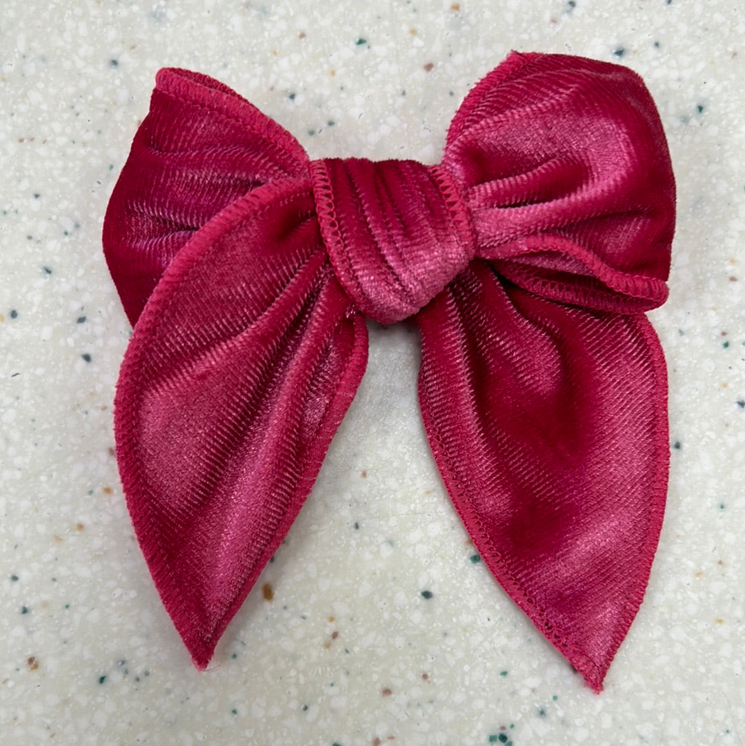 Velvet Bow in Hot Pink  - Doodlebug's Children's Boutique