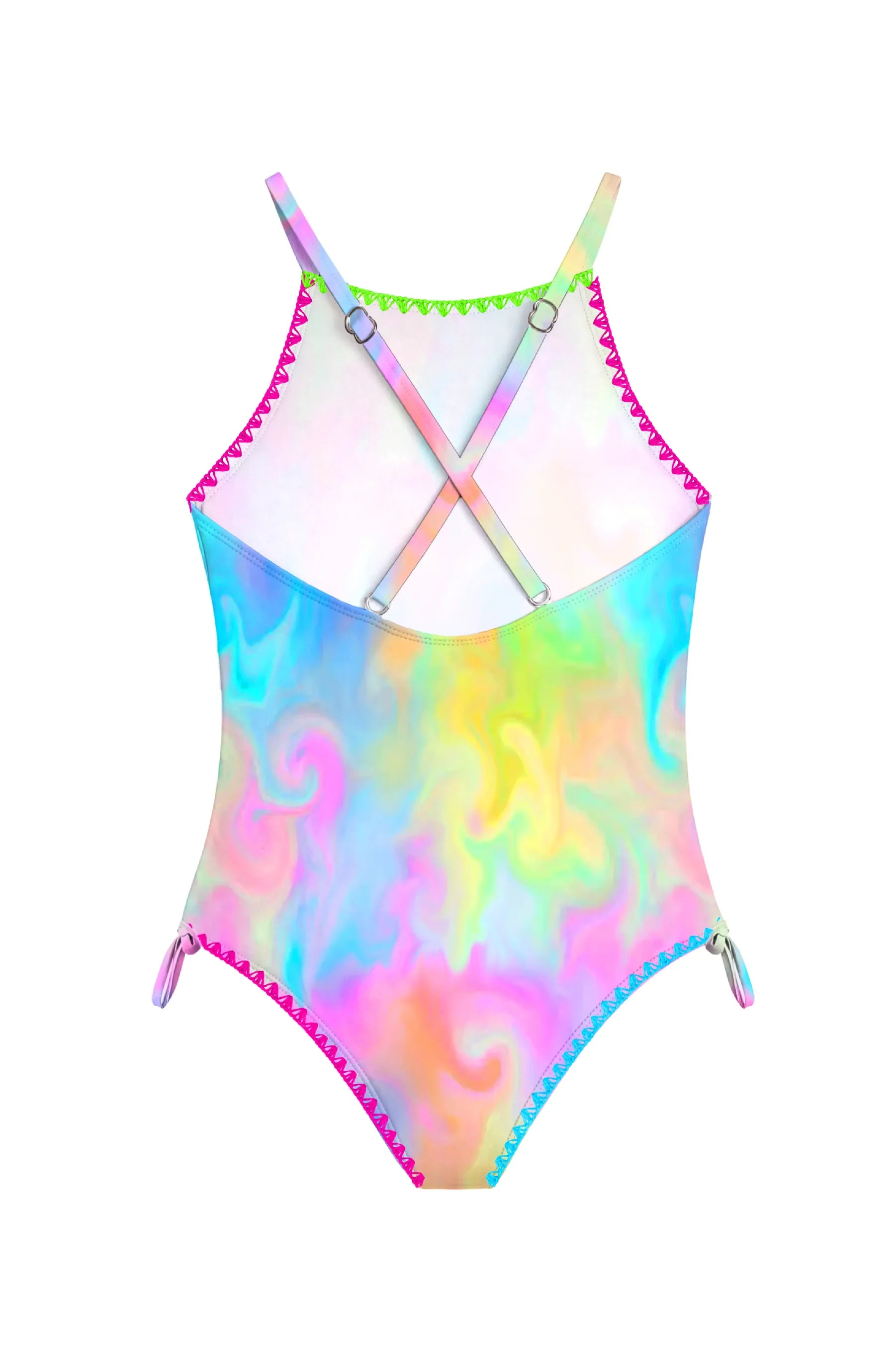 Azura Marble One Piece Swimsuit with Embroidered Trim - Doodlebug's Children's Boutique