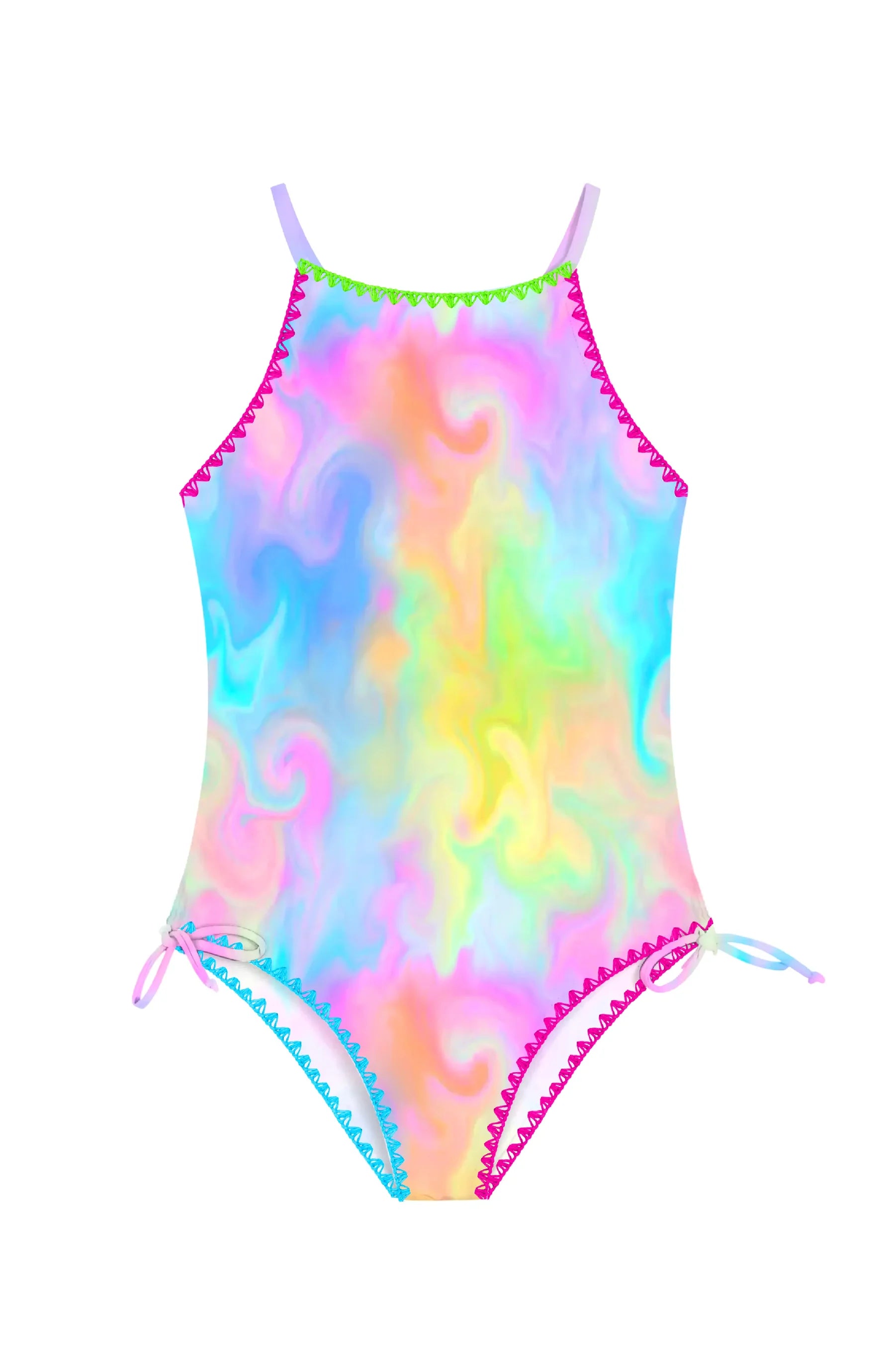 Azura Marble One Piece Swimsuit with Embroidered Trim - Doodlebug's Children's Boutique
