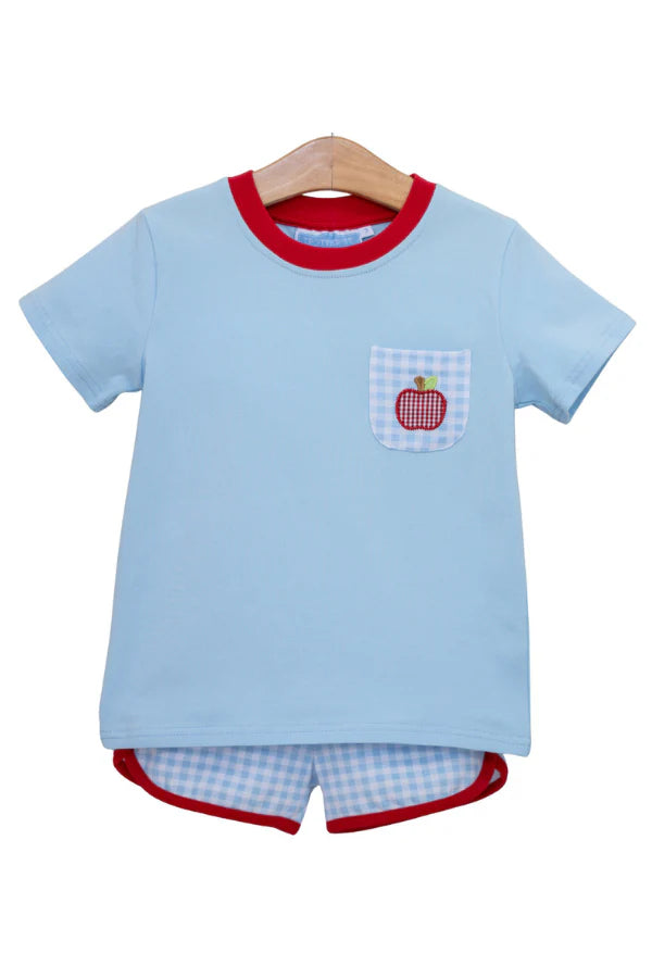 Gingham Apple Short Set - Doodlebug's Children's Boutique