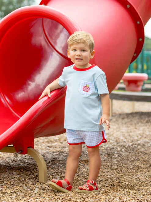 Gingham Apple Short Set - Doodlebug's Children's Boutique