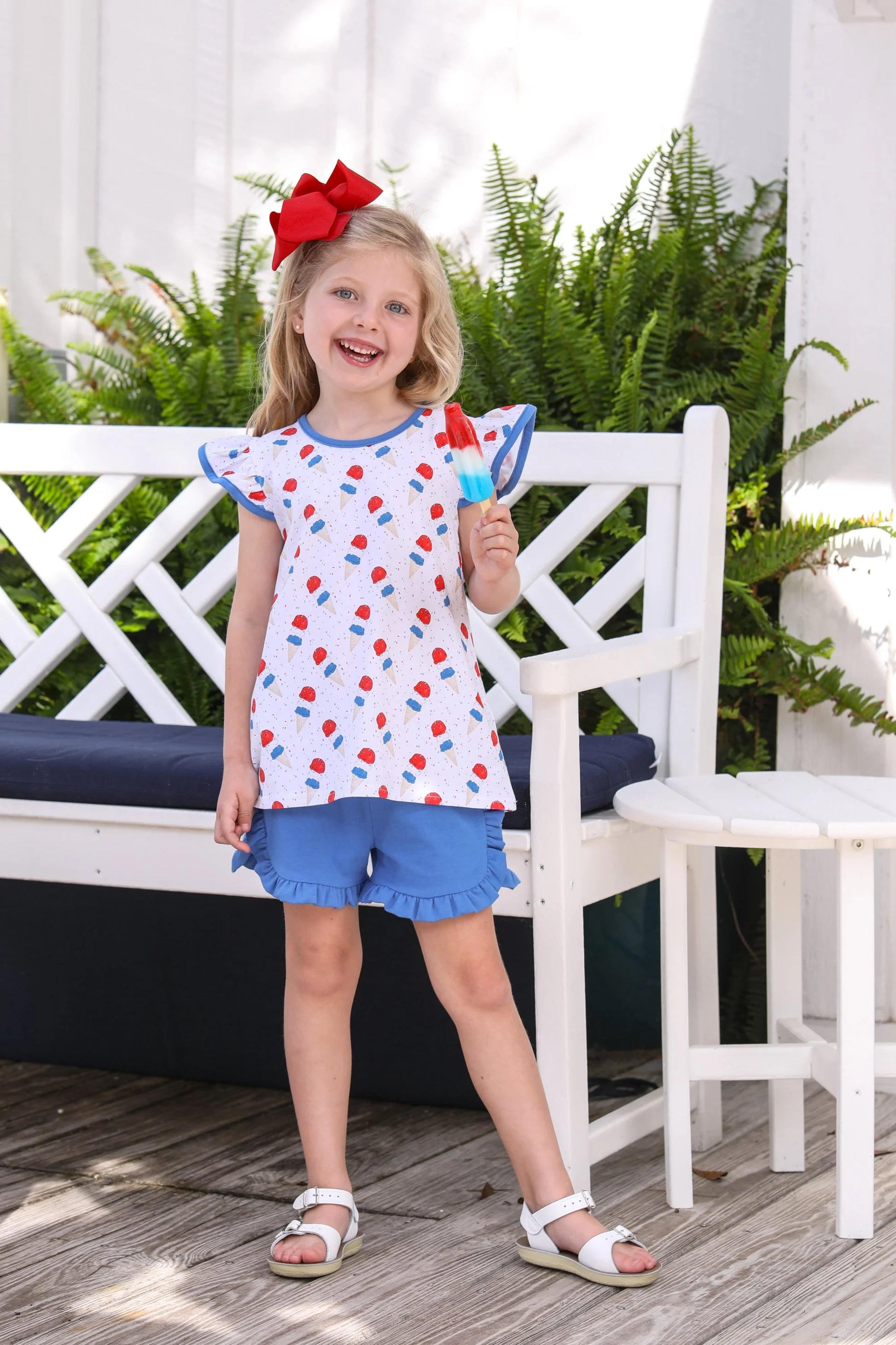 Patriotic Ice Cream Flutter Short Set  - Doodlebug's Children's Boutique