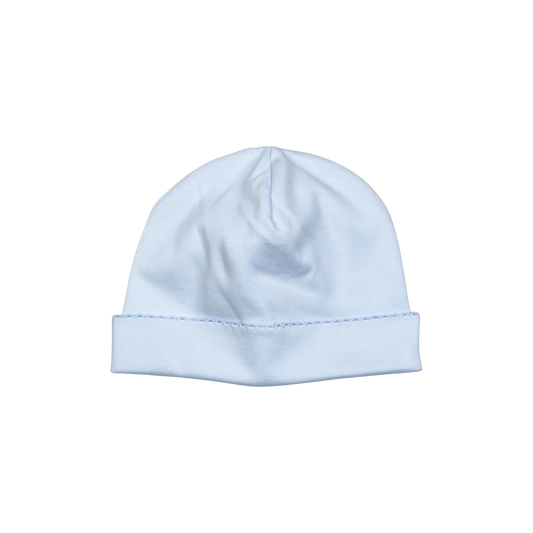 Blue Pima Beanie with Picot Trim - Doodlebug's Children's Boutique