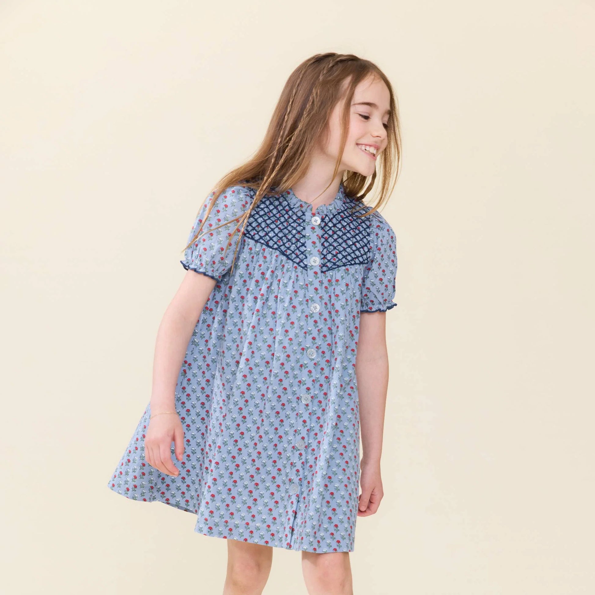 Lucia Dress in Light Blue Carnation - Doodlebug's Children's Boutique