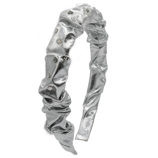 Silver Crinkle Rhinestone Headband - Doodlebug's Children's Boutique