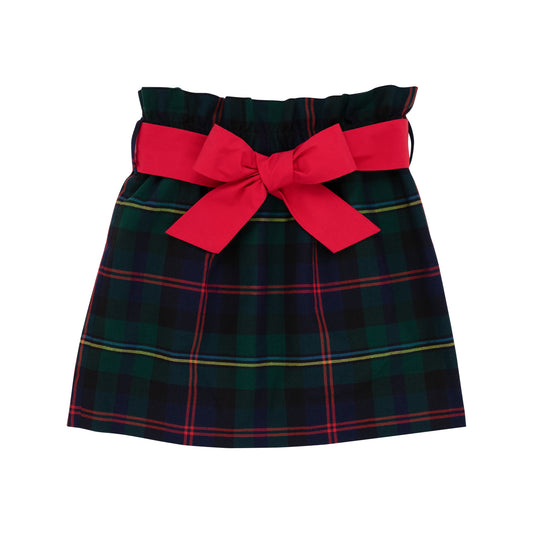 Beasley Bow Skirt in Horse Trail Tartan With Richmond Red Bow  - Doodlebug's Children's Boutique