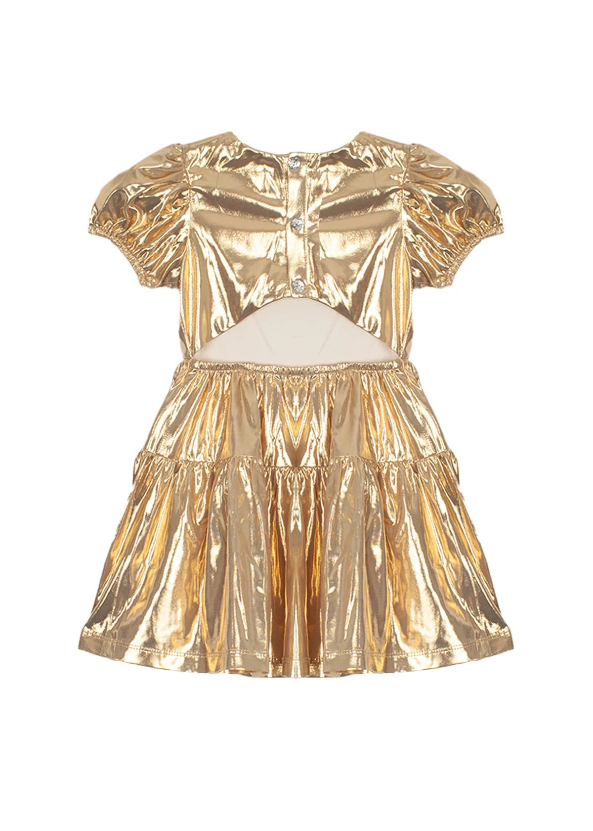 Ring a Ding Shimmery Gold Dress  - Doodlebug's Children's Boutique