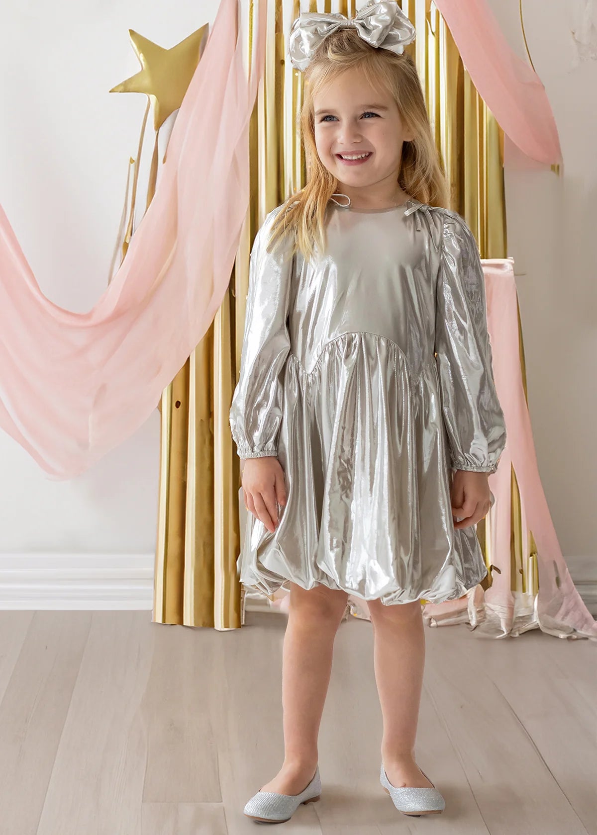 Ring a Ding Glitzy Silver Dress  - Doodlebug's Children's Boutique