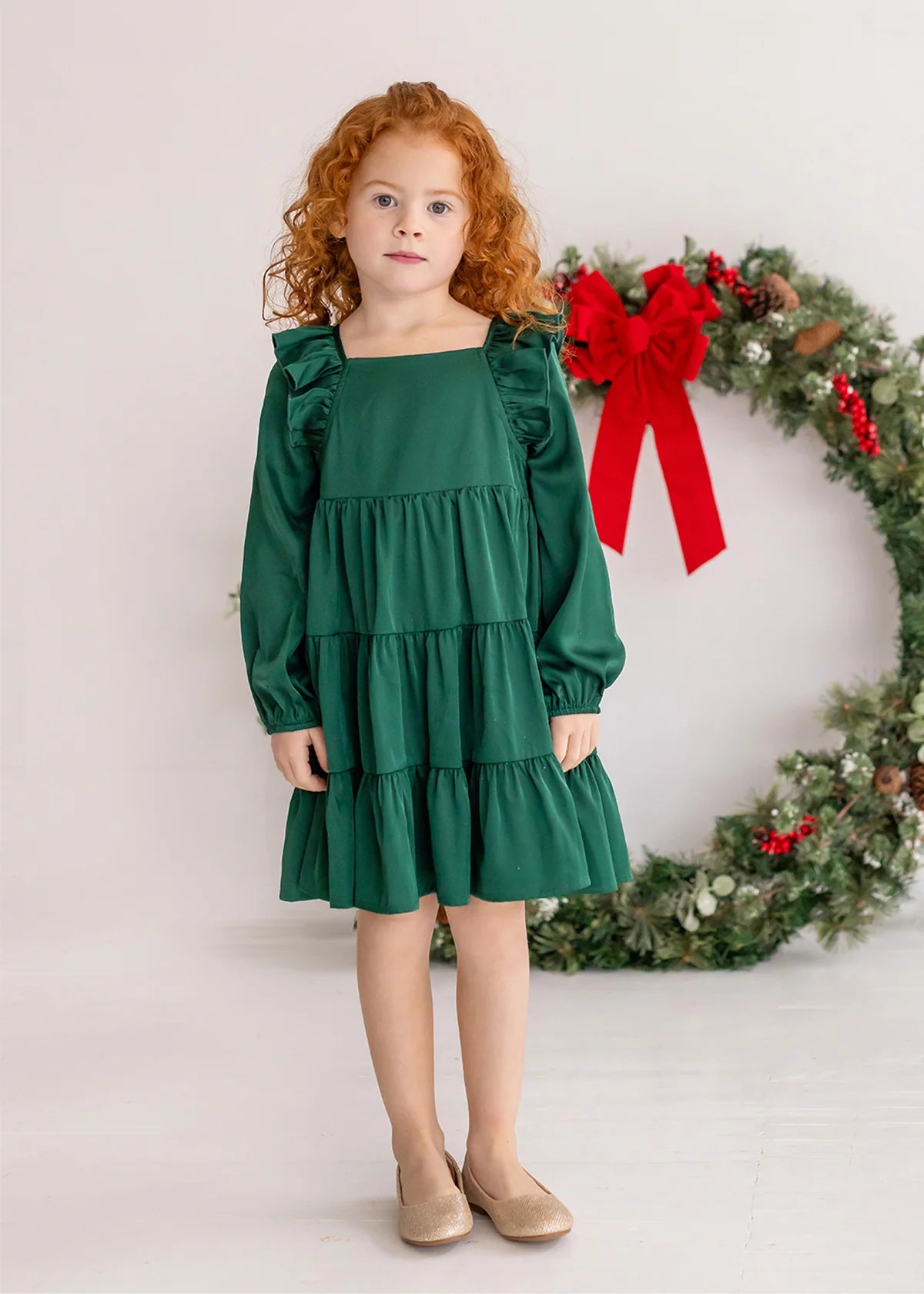 Mistletoe Emerald Green Tiered Dress  - Doodlebug's Children's Boutique