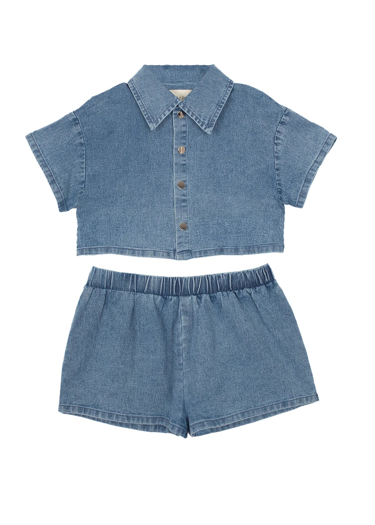 Zoey Denim Two Piece Shorts Set - Doodlebug's Children's Boutique
