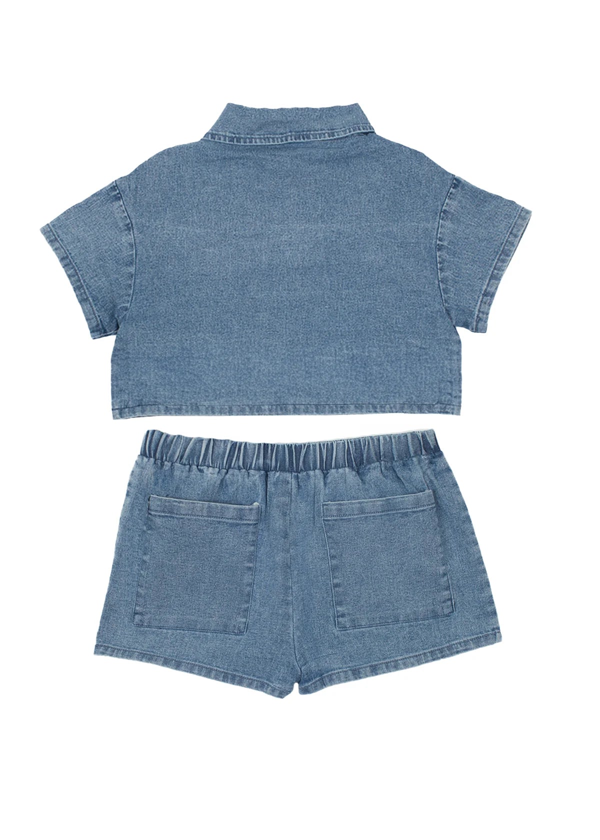 Zoey Denim Two Piece Shorts Set - Doodlebug's Children's Boutique