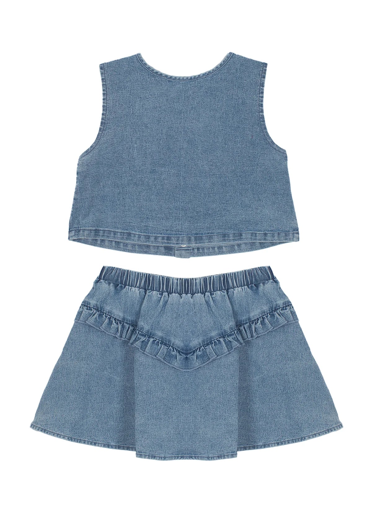 Zoey Denim Two Piece Skirt Set - Doodlebug's Children's Boutique