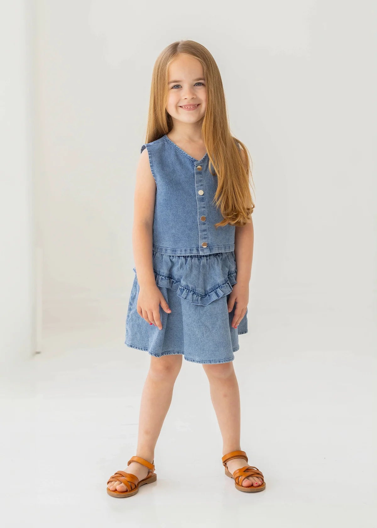 Zoey Denim Two Piece Skirt Set - Doodlebug's Children's Boutique