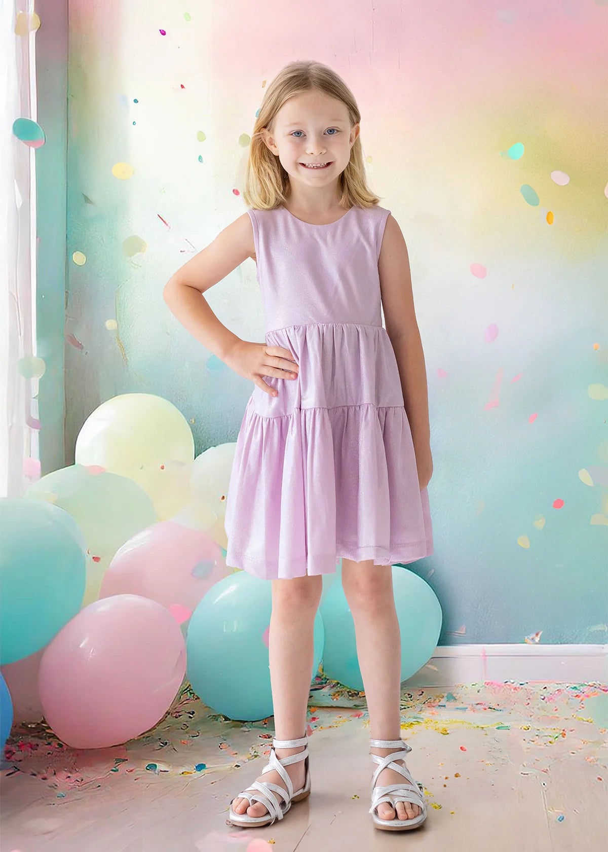 Periwinkle Layered Bow Back Dress - Doodlebug's Children's Boutique