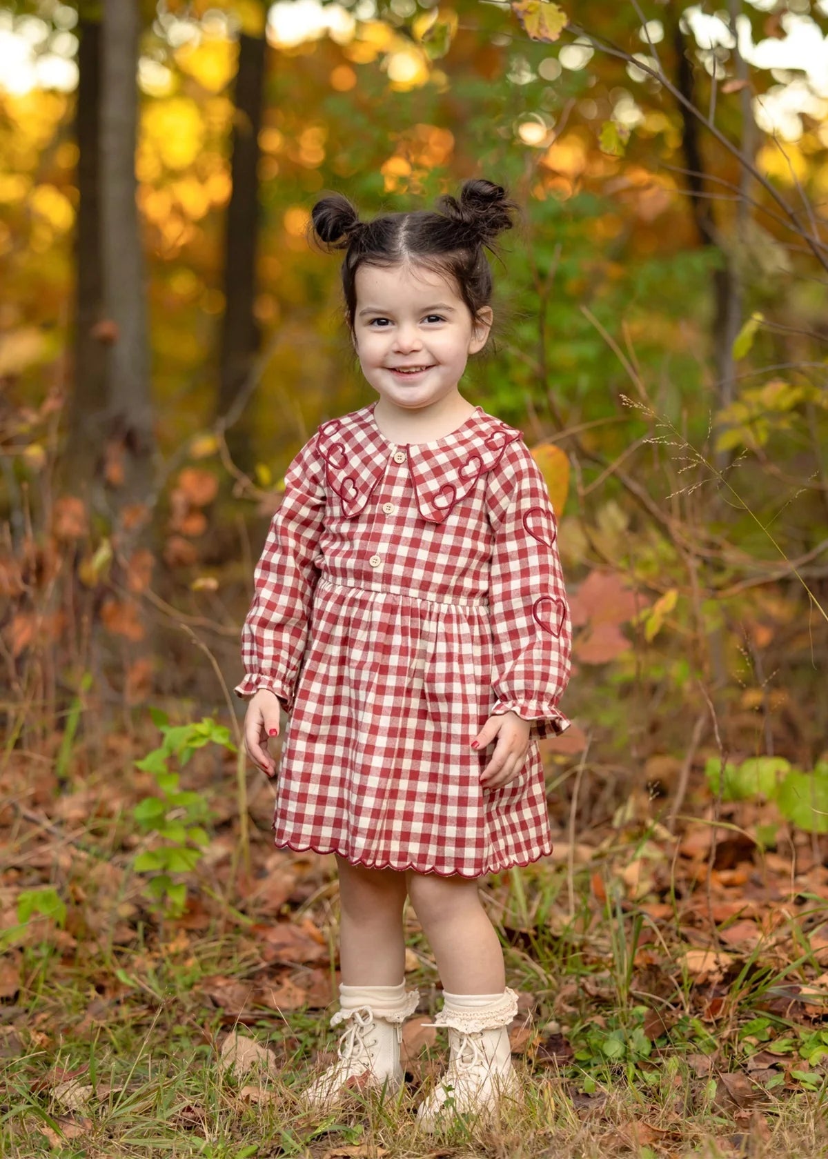 Valentina Long Sleeve Gingham Dress