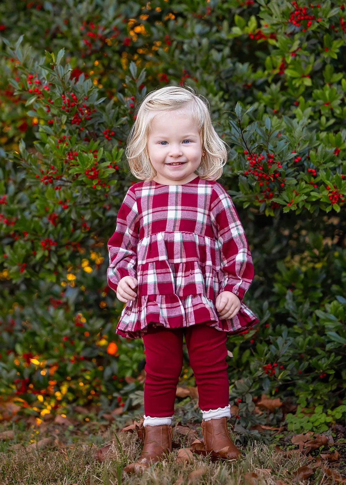 Winterberry Plaid Tiered Top & Legging Set