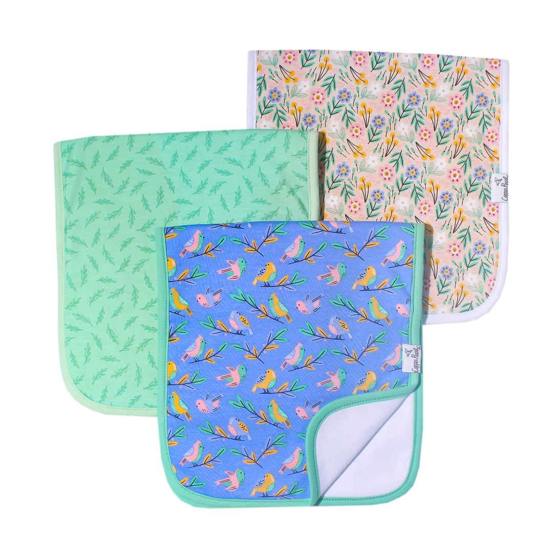 Birdie 3 Pack Burp Cloths  - Doodlebug's Children's Boutique