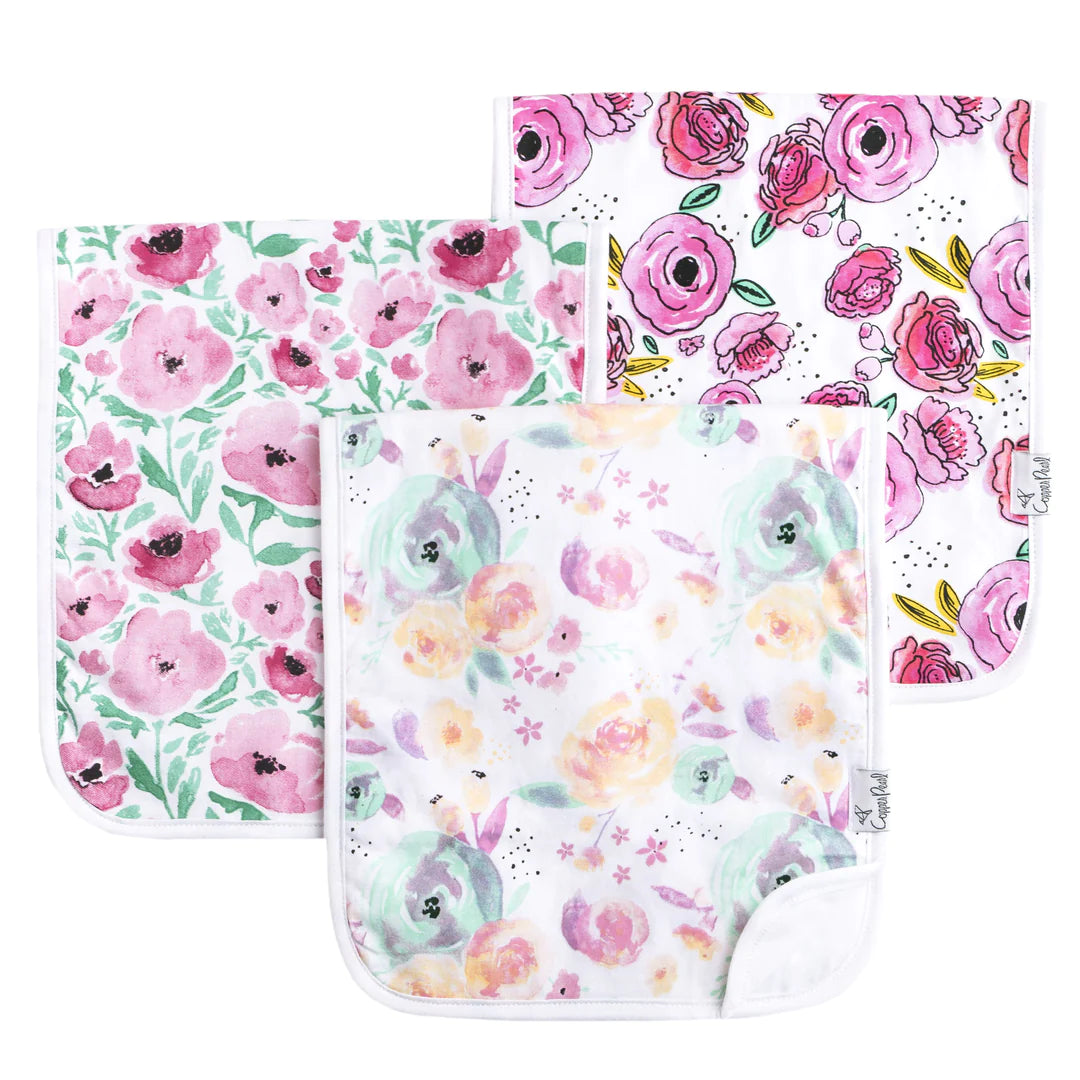 Bloom 3 Pack Burp Cloths  - Doodlebug's Children's Boutique