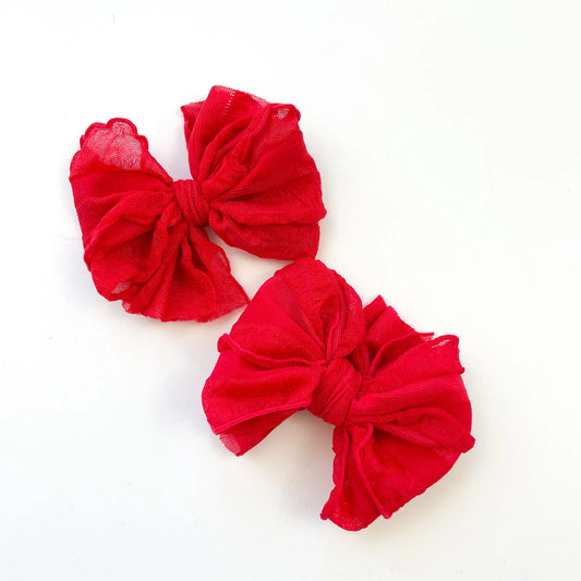 Bright Red Ruffle Clip Set of Two  - Doodlebug's Children's Boutique