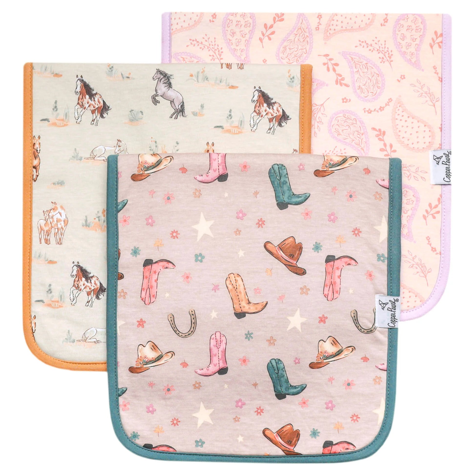 Cheyenne 3 Pack Burp Cloths - Doodlebug's Children's Boutique