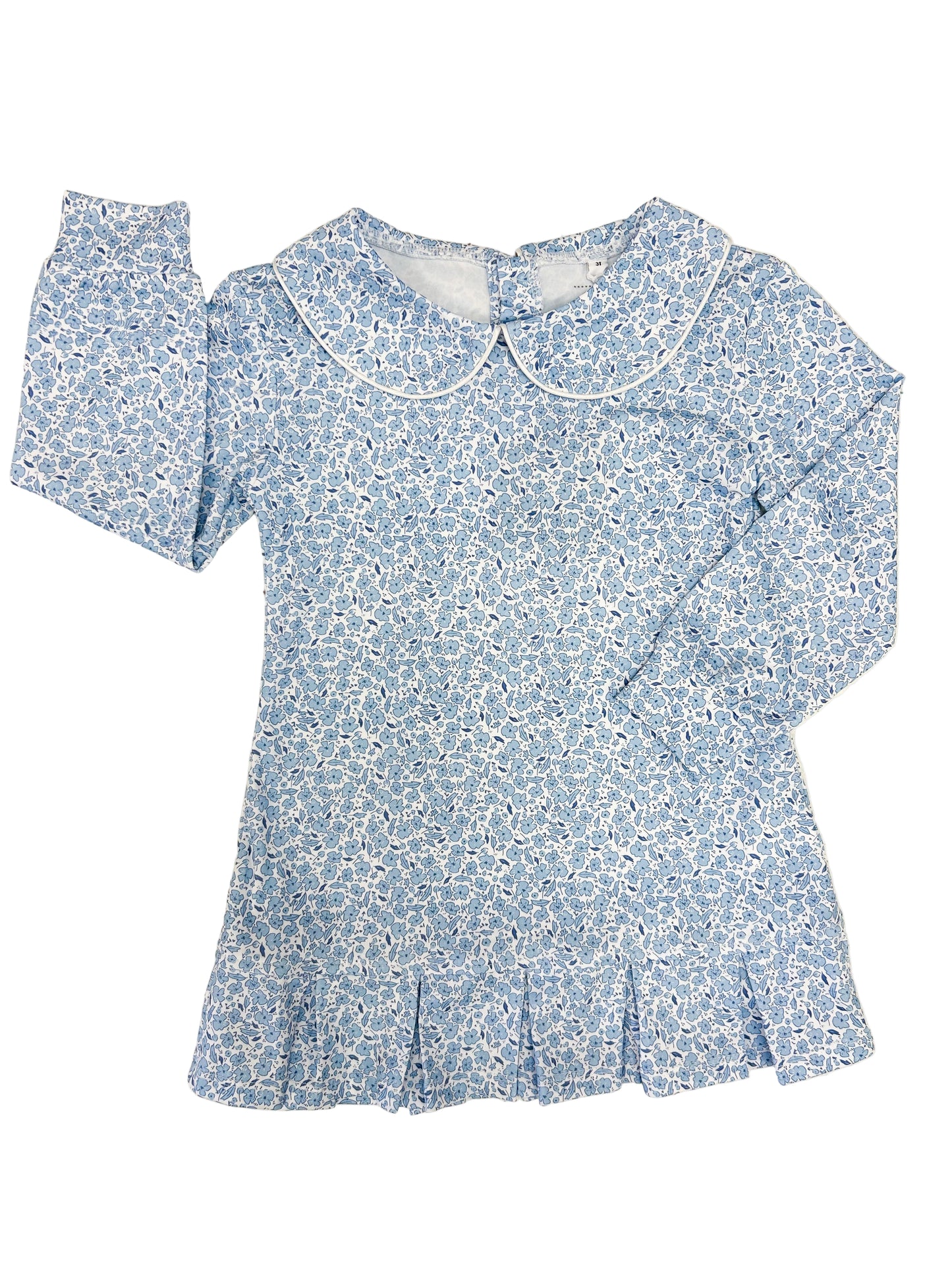 Mini Blue Floral Pleated Dress - Doodlebug's Children's Boutique