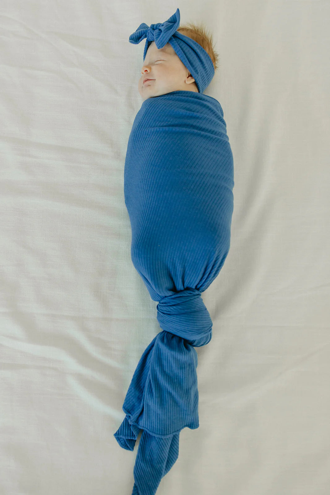 Indigo Rib Knit Swaddle Blanket  - Doodlebug's Children's Boutique