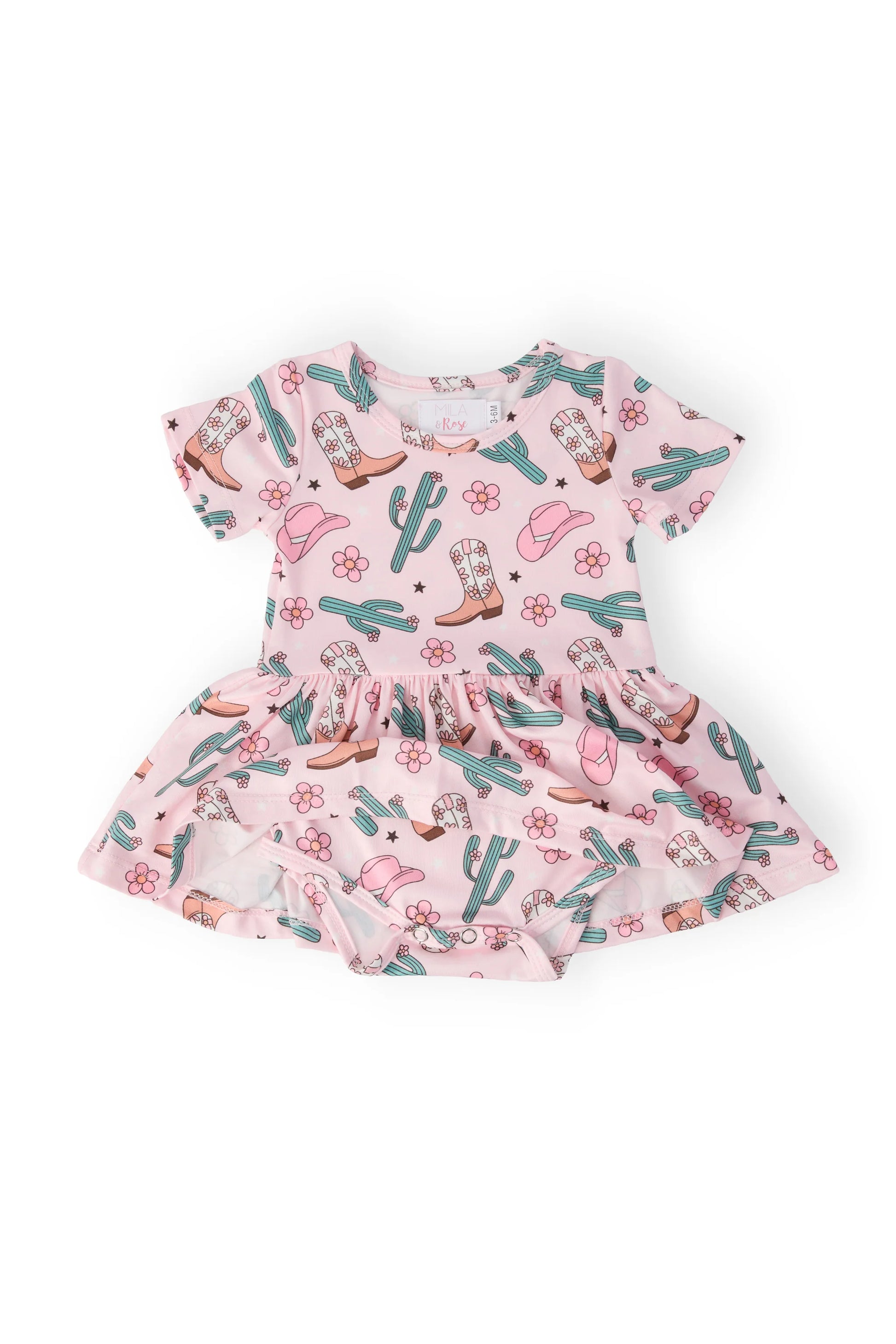 Cactus Cowgirl Short Sleeve Twirl Bodysuit - Doodlebug's Children's Boutique
