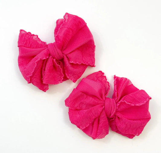 Hot Pink Ruffle Clip Set of Two  - Doodlebug's Children's Boutique