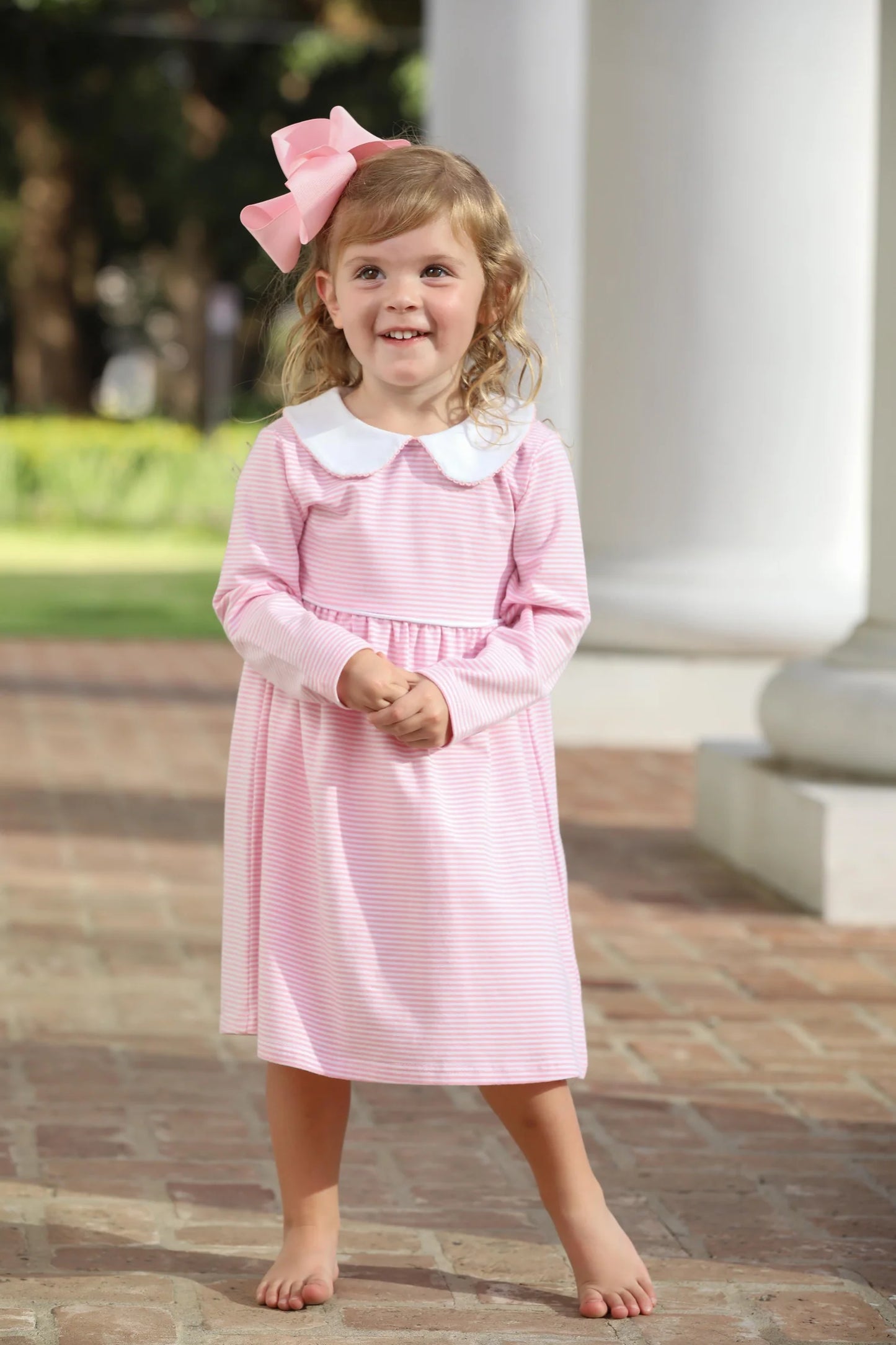 Claire Light Pink Stripe Dress  - Doodlebug's Children's Boutique