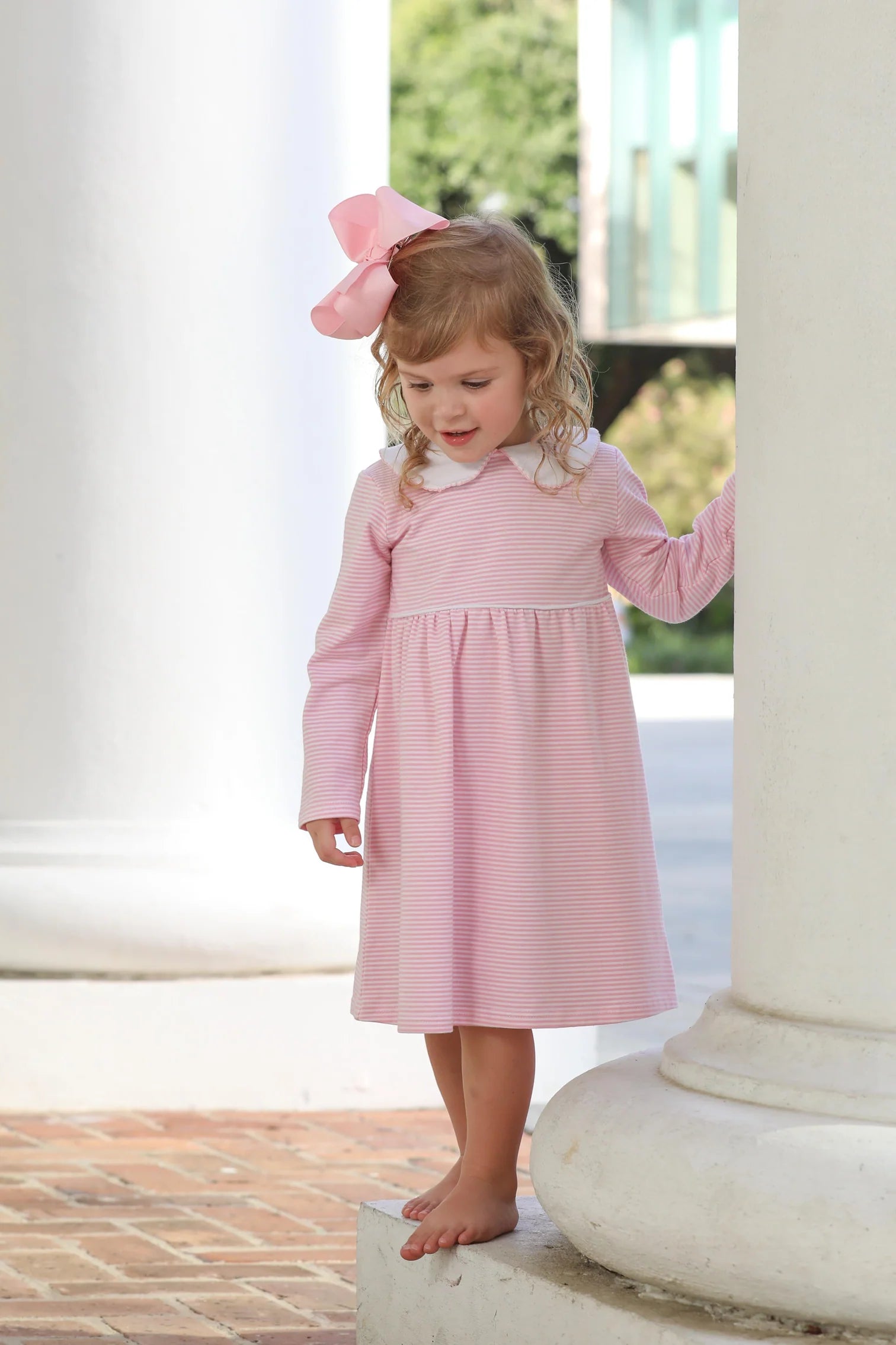 Claire Light Pink Stripe Dress  - Doodlebug's Children's Boutique