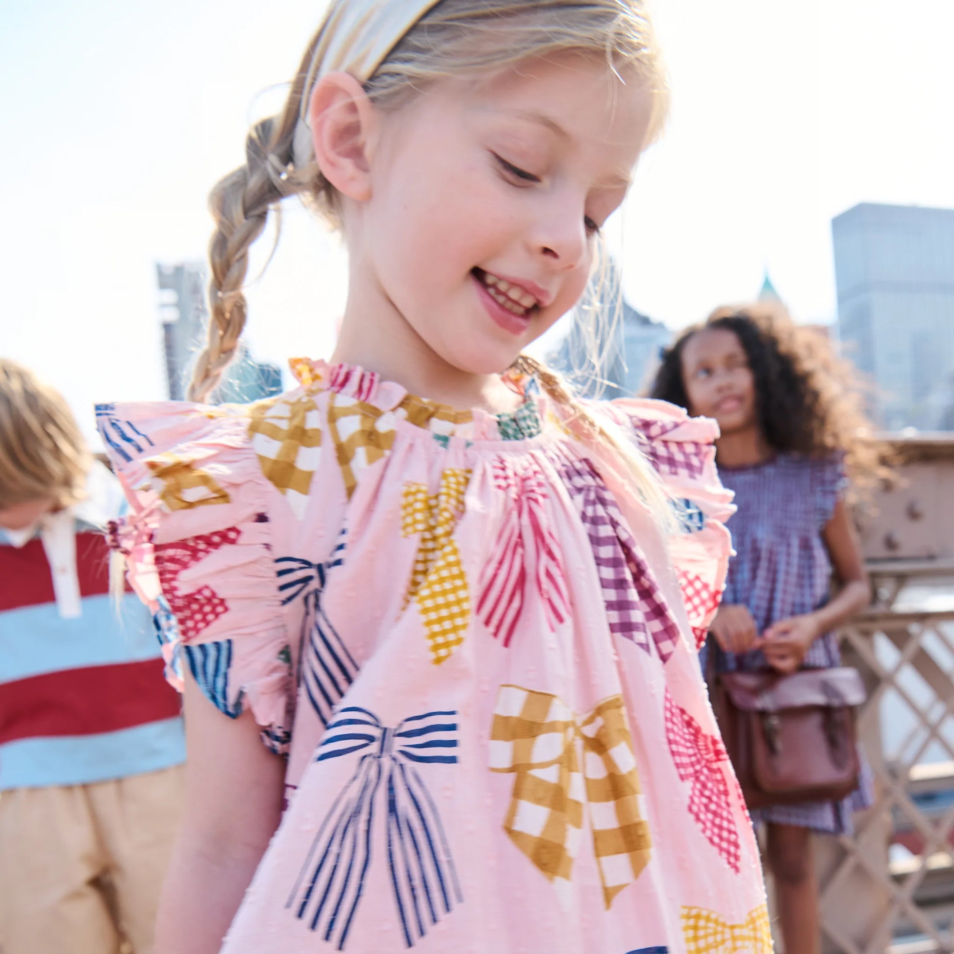 Harper Dress in Patterned Bows - Doodlebug's Children's Boutique