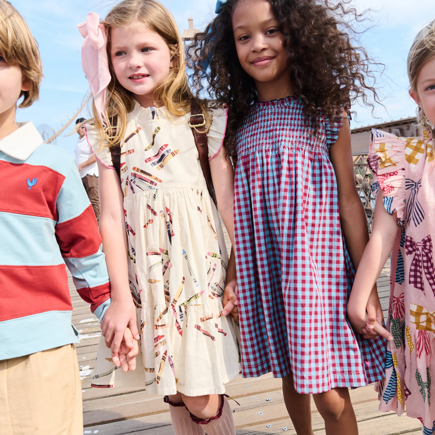 Stevie Dress in Red & Blue Check - Doodlebug's Children's Boutique