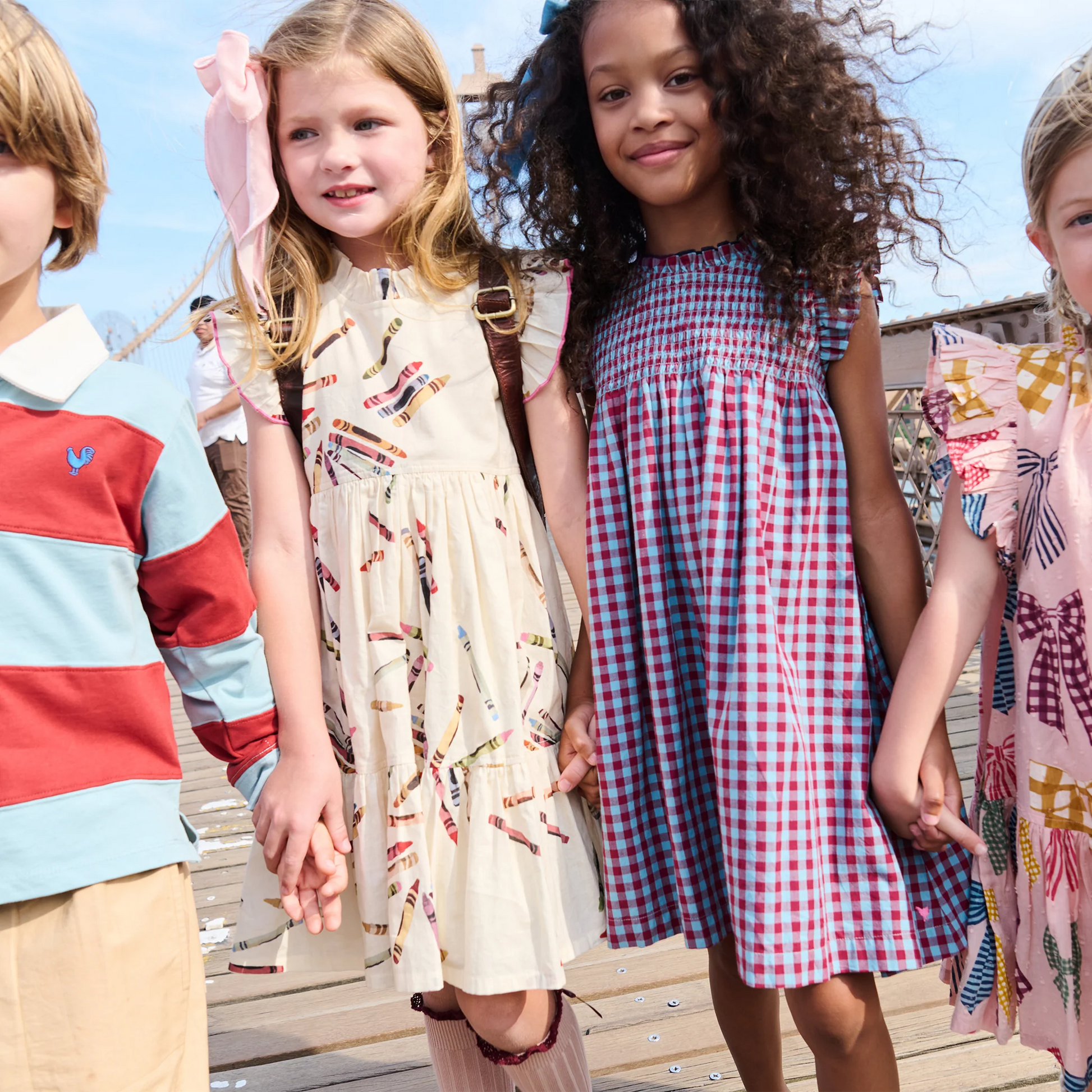 Stevie Dress in Red & Blue Check - Doodlebug's Children's Boutique