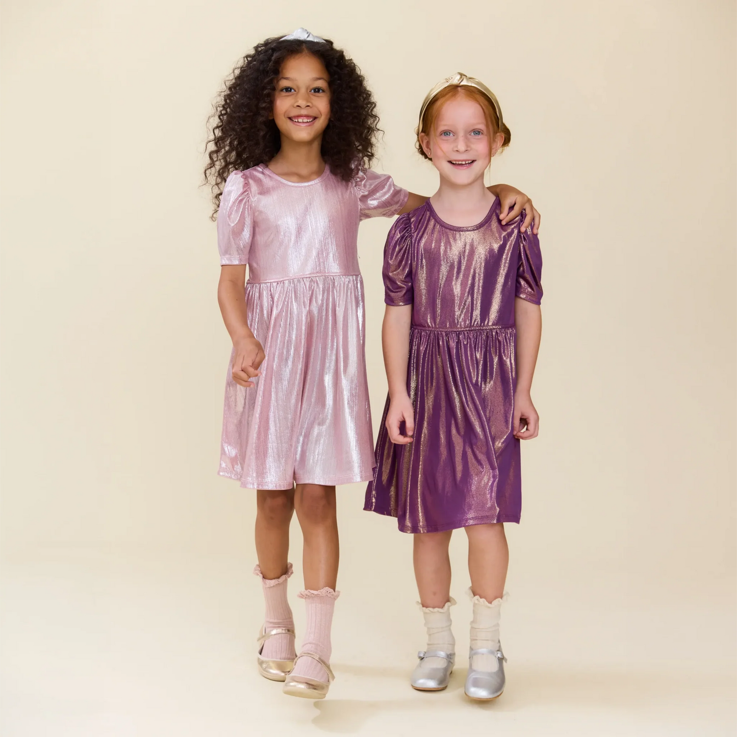 Lame' Dress in Light Pink