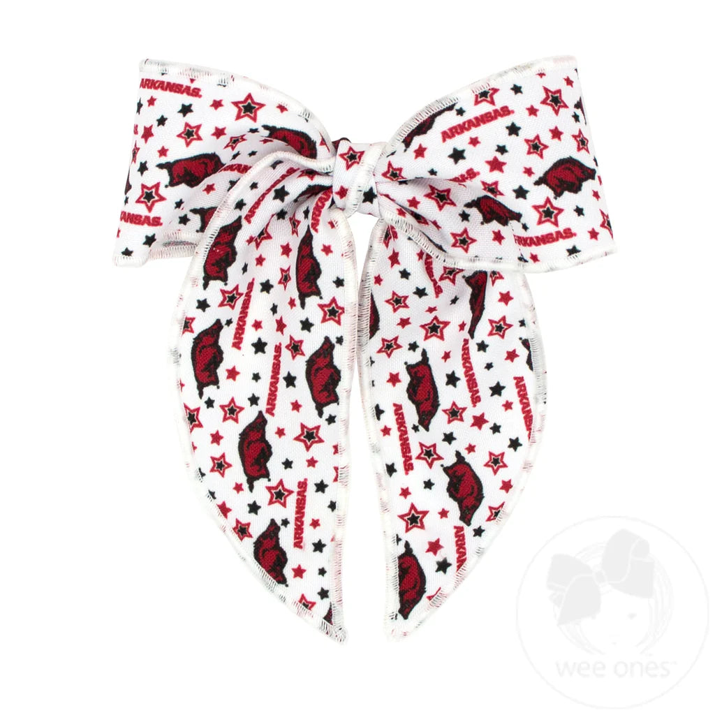 Arkansas Razorbacks Medium Star Fabric Bow  - Doodlebug's Children's Boutique