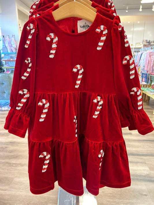 Candy Cane Red Velvet Dress - Doodlebug's Children's Boutique