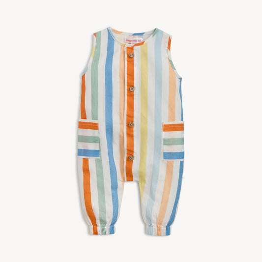 Multi Stripe Cotton Magnetic Pant Romper - Doodlebug's Children's Boutique