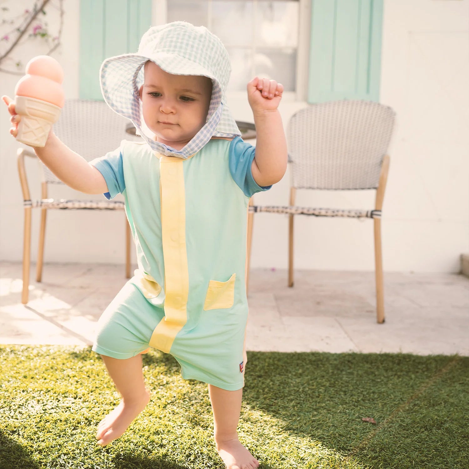 Aloe Color Block Modal Magnetic Romper - Doodlebug's Children's Boutique