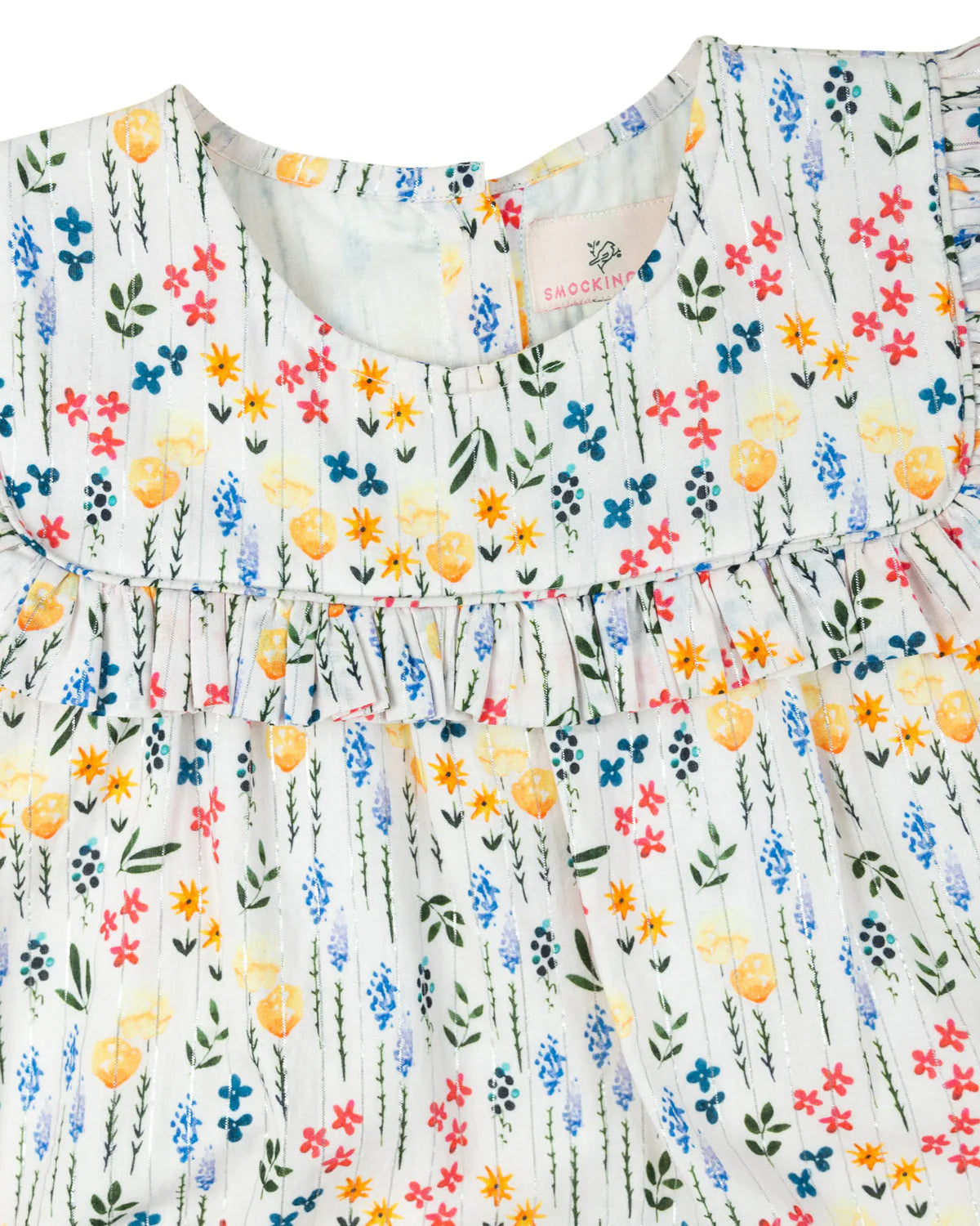 Spring Floral Dress with Silver Lurex - Doodlebug's Children's Boutique